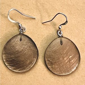Capiz Shell Earrings by Culture Mix - Sandy Brown